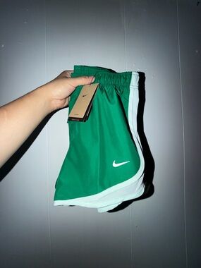 Women nike Green Athletic Shorts with White Trim
